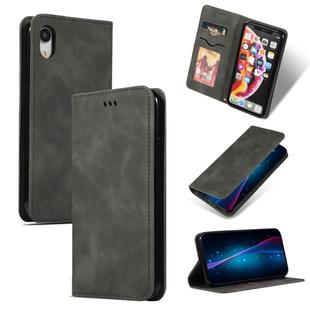 For iPhone XR Retro Skin Feel Business Magnetic Horizontal Flip Leather Case(Dark Gray)