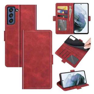 For Samsung Galaxy S21 FE Dual-side Magnetic Buckle Horizontal Flip Leather Case with Holder & Card Slots & Wallet(Red)