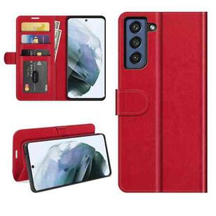 For Samsung Galaxy S21 FE R64 Texture Single Horizontal Flip Protective Case with Holder & Card Slots & Wallet& Photo Frame(Red)