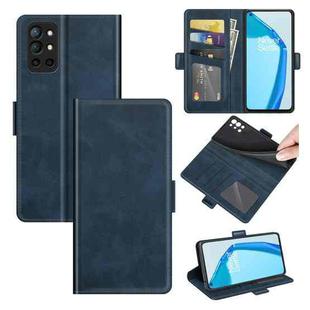 For OnePlus 9R Dual-side Magnetic Buckle Horizontal Flip Leather Case with Holder & Card Slots & Wallet(Dark Blue)