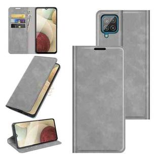 For Samsung Glaxy A22 4G Retro-skin Business Magnetic Suction Leather Case with Holder & Card Slots & Wallet(Grey)