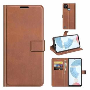 For OPPO Realme C21Y Retro Calf Pattern Buckle Horizontal Flip Leather Case with Holder & Card Slots & Wallet(Light Brown)