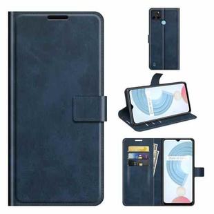 For OPPO Realme C21Y Retro Calf Pattern Buckle Horizontal Flip Leather Case with Holder & Card Slots & Wallet(Blue)