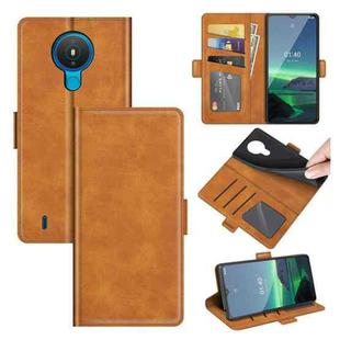 For Nokia 1.4 Dual-side Magnetic Buckle Horizontal Flip Leather Case with Holder & Card Slots & Wallet(Yellow)