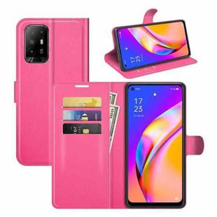 For OPPO A94 5G / F19 Pro+ 5G / Reno5 Z Litchi Texture Horizontal Flip Protective Case with Holder & Card Slots & Wallet(Rose Red)