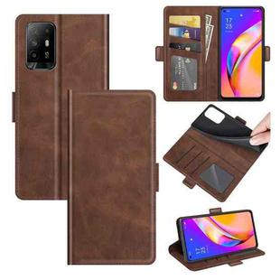 For OPPO A94 5G / F19 Pro+ 5G / Reno5 Z Dual-side Magnetic Buckle Horizontal Flip Leather Case with Holder & Card Slots & Wallet(Brown)
