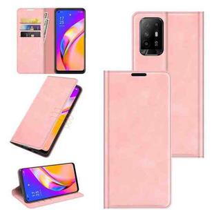 For OPPO A94 5G / F19 Pro+ 5G / Reno5 Z Retro-skin Business Magnetic Suction Leather Case with Holder & Card Slots & Wallet(Pink)