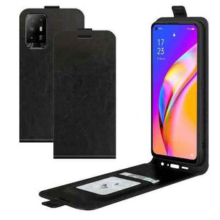 For OPPO A94 5G / F19 Pro+ 5G / Reno5 Z R64 Texture Single Vertical Flip Leather Protective Case with Card Slots & Photo Frame(Black)