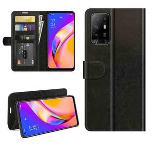 For OPPO A94 5G / F19 Pro+ 5G / Reno5 Z R64 Texture Single Horizontal Flip Protective Case with Holder & Card Slots & Wallet& Photo Frame(Black)