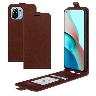 For Xiaomi Mi 11 Lite R64 Texture Single Vertical Flip Leather Protective Case with Card Slots & Photo Frame(Brown)