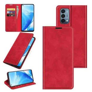 For OnePlus Nord N200 5G Retro-skin Business Magnetic Suction Leather Case with Holder & Card Slots & Wallet(Red)