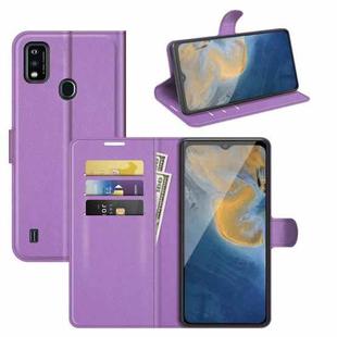 For ZTE Blade A51 Litchi Texture Horizontal Flip Protective Case with Holder & Card Slots & Wallet(Purple)