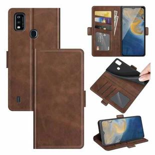For ZTE Blade A51 Dual-side Magnetic Buckle Horizontal Flip Leather Case with Holder & Card Slots & Wallet(Brown)