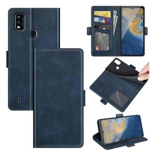 For ZTE Blade A51 Dual-side Magnetic Buckle Horizontal Flip Leather Case with Holder & Card Slots & Wallet(Dark Blue)