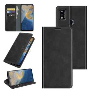 For ZTE Blade A51 Retro-skin Business Magnetic Suction Leather Case with Holder & Card Slots & Wallet(Black)
