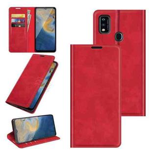 For ZTE Blade A51 Retro-skin Business Magnetic Suction Leather Case with Holder & Card Slots & Wallet(Red)