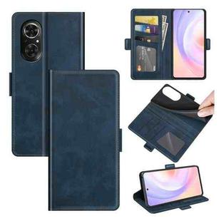For Honor 50 SE / Huawei nova 9 SE Dual-side Magnetic Buckle Horizontal Flip Leather Case with Holder & Card Slots & Wallet(Dark Blue)