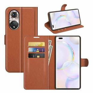 For Honor 50 Pro Litchi Texture Horizontal Flip Protective Case with Holder & Card Slots & Wallet(Brown)