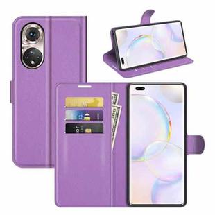 For Honor 50 Pro Litchi Texture Horizontal Flip Protective Case with Holder & Card Slots & Wallet(Purple)