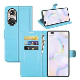 For Honor 50 Pro Litchi Texture Horizontal Flip Protective Case with Holder & Card Slots & Wallet(Blue)