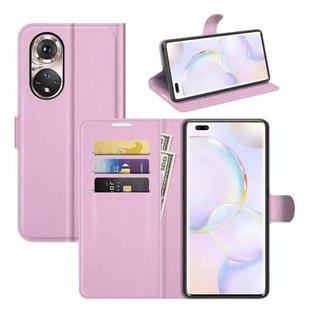 For Honor 50 Pro Litchi Texture Horizontal Flip Protective Case with Holder & Card Slots & Wallet(Pink)