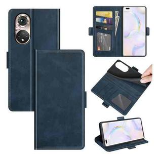 For Honor 50 Pro Dual-side Magnetic Buckle Horizontal Flip Leather Case with Holder & Card Slots & Wallet(Dark Blue)