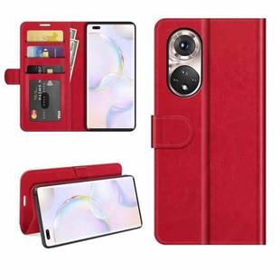 For Honor 50 Pro R64 Texture Single Horizontal Flip Protective Case with Holder & Card Slots & Wallet & Photo Frame(Red)