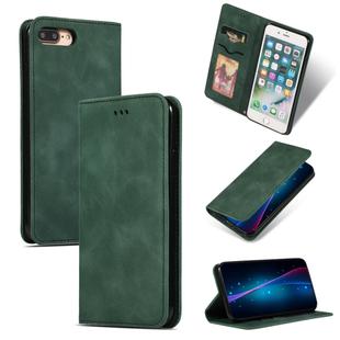 Retro Skin Feel Business Magnetic Horizontal Flip Leather Case for iPhone 8 Plus / 7 Plus(Army Green)