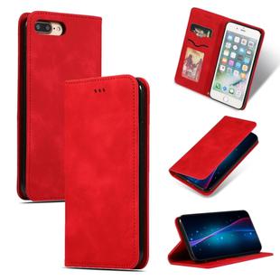 Retro Skin Feel Business Magnetic Horizontal Flip Leather Case for iPhone 8 Plus / 7 Plus(Red)