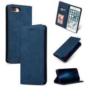 Retro Skin Feel Business Magnetic Horizontal Flip Leather Case for iPhone 8 Plus / 7 Plus(Navy Blue)