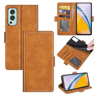 For OnePlus Nord 2 5G Dual-side Magnetic Buckle Horizontal Flip Leather Case with Holder & Card Slots & Wallet(Yellow)