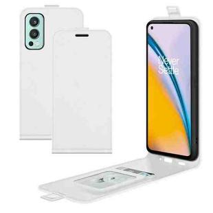 For OnePlus Nord 2 5G R64 Texture Single Vertical Flip Leather Protective Case with Card Slots & Photo Frame(White)