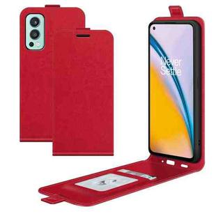For OnePlus Nord 2 5G R64 Texture Single Vertical Flip Leather Protective Case with Card Slots & Photo Frame(Red)