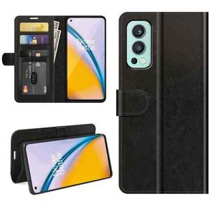 For OnePlus Nord 2 5G R64 Texture Single Horizontal Flip Protective Case with Holder & Card Slots & Wallet& Photo Frame(Black)