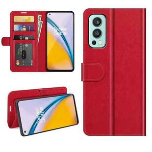 For OnePlus Nord 2 5G R64 Texture Single Horizontal Flip Protective Case with Holder & Card Slots & Wallet& Photo Frame(Red)