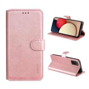 For Samsung Galaxy A03s 164mm ENKAY Calfskin Hat-Prince Horizontal Flip PU Leather Case with Holder & Card Slots & Wallet(Pink)