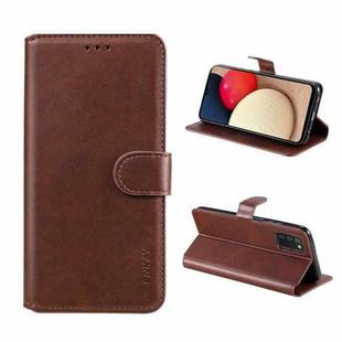 For Samsung Galaxy A03s 164mm ENKAY Hat-Prince Calfskin Horizontal Flip PU Leather Case with Holder & Card Slots & Wallet(Brown)