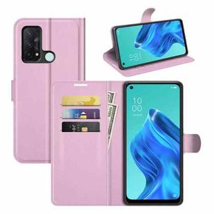 For OPPO Reno5 A Litchi Texture Horizontal Flip Protective Case with Holder & Card Slots & Wallet(Pink)