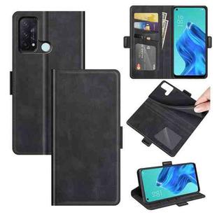 For OPPO Reno5 A Dual-side Magnetic Buckle Horizontal Flip Leather Case with Holder & Card Slots & Wallet(Black)