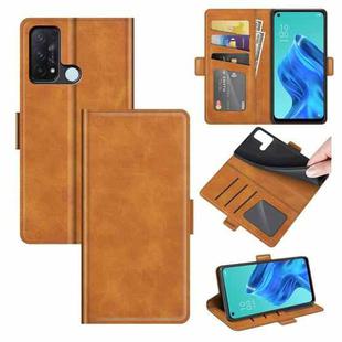 For OPPO Reno5 A Dual-side Magnetic Buckle Horizontal Flip Leather Case with Holder & Card Slots & Wallet(Yellow)