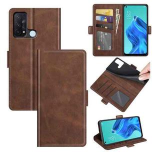 For OPPO Reno5 A Dual-side Magnetic Buckle Horizontal Flip Leather Case with Holder & Card Slots & Wallet(Brown)
