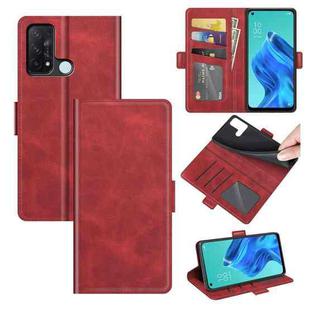 For OPPO Reno5 A Dual-side Magnetic Buckle Horizontal Flip Leather Case with Holder & Card Slots & Wallet(Red)