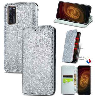 For ZTE Axon 20 5G Blooming Mandala Embossed Pattern Magnetic Horizontal Flip Leather Case with Holder & Card Slots & Wallet(Gray)