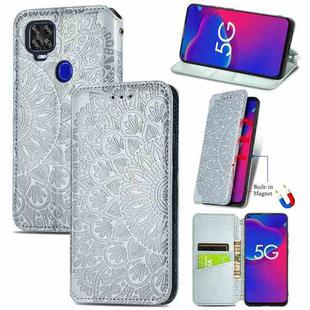 For ZTE Axon 11 SE 5G Blooming Mandala Embossed Pattern Magnetic Horizontal Flip Leather Case with Holder & Card Slots & Wallet(Gray)