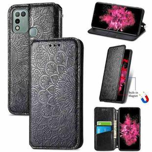 For Infinix Hot 10 Play Blooming Mandala Embossed Pattern Magnetic Horizontal Flip Leather Case with Holder & Card Slots & Wallet(Black)