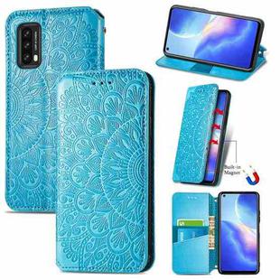 For Blackview A90 Blooming Mandala Embossed Pattern Magnetic Horizontal Flip Leather Case with Holder & Card Slots & Wallet(Blue)
