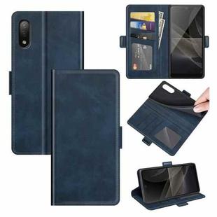 For Sony Xperia Ace II Dual-side Magnetic Buckle Horizontal Flip Leather Case with Holder & Card Slots & Wallet(Dark Blue)