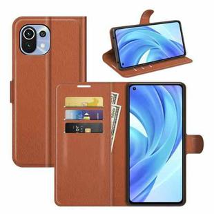For Xiaomi Mi 11 Lite Litchi Texture Horizontal Flip Protective Case with Holder & Card Slots & Wallet(Brown)