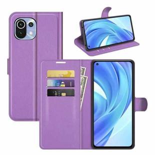 For Xiaomi Mi 11 Lite Litchi Texture Horizontal Flip Protective Case with Holder & Card Slots & Wallet(Purple)