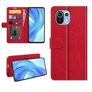 For Xiaomi Mi 11 Lite R64 Texture Single Horizontal Flip Protective Case with Holder & Card Slots & Wallet& Photo Frame(Red)